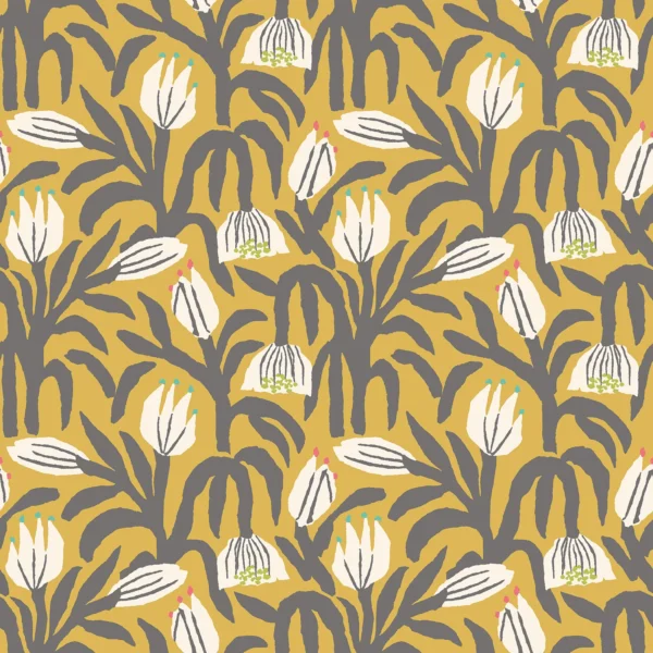 Hoopla Walls Geo Chunky Flower Mustard Wallpaper