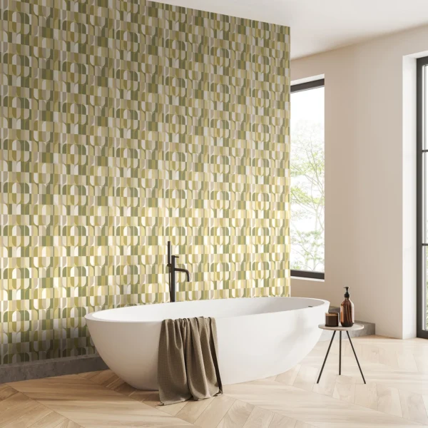 Hoopla Walls Geo Building Blocks Olive Mix Wallpaper - Image 2
