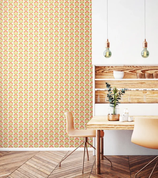 Hoopla Walls Geo Retro Flower Apricot Mix Wallpaper - Image 2