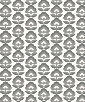 Hoopla Walls Geo Retro Flower Charcoal Wallpaper