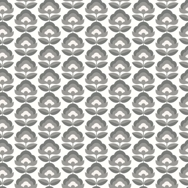Hoopla Walls Geo Retro Flower Charcoal Wallpaper