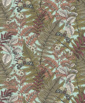 Hoopla Walls Fleur Wild Ferns Rosehip Wallpaper