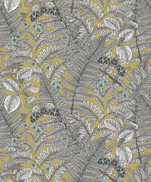 Hoopla Walls Fleur Wild Ferns Olive Wallpaper
