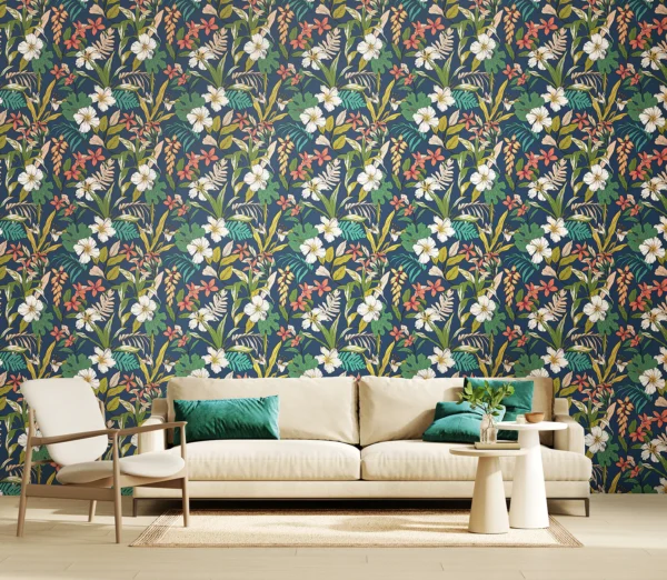 Hoopla Walls Fleur Oasis Navy Twist Wallpaper - Image 3