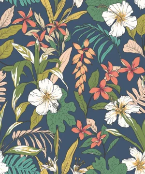 Hoopla Walls Fleur Oasis Navy Twist Wallpaper