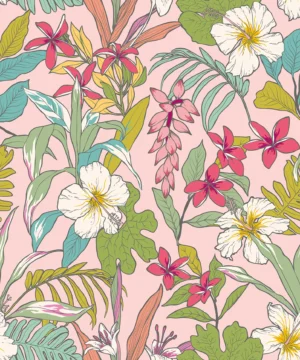 Hoopla Walls Fleur Oasis Pink Mix Wallpaper