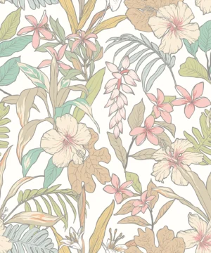 Hoopla Walls Fleur Oasis Chalk And Sand Wallpaper
