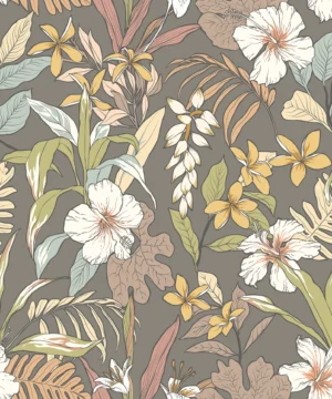 Hoopla Walls Fleur Oasis Mink And Sage Wallpaper