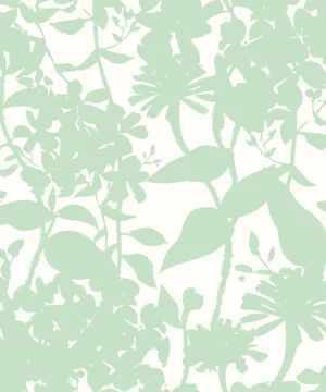 Hoopla Walls Fleur Summer Silhouette Mint Wallpaper