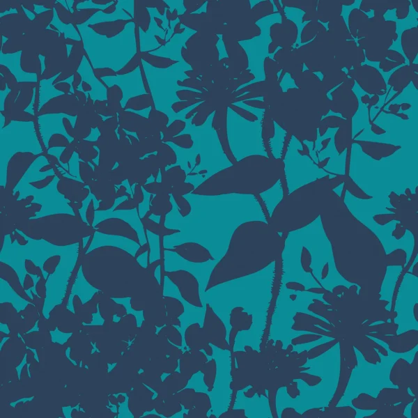 Hoopla Walls Fleur Summer Silhouette Ink And Teal Wallpaper