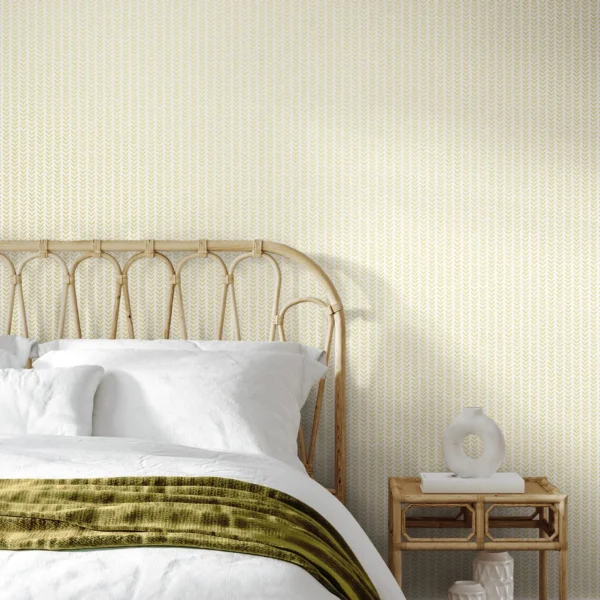 Hoopla Walls Elegance Ditsy Leaf Stripe Lichen Wallpaper - Image 2