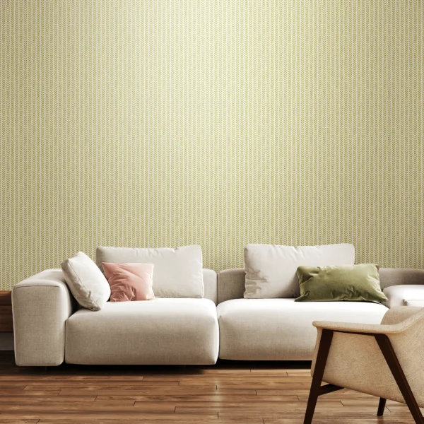 Hoopla Walls Elegance Ditsy Leaf Stripe Apple Wallpaper - Image 2