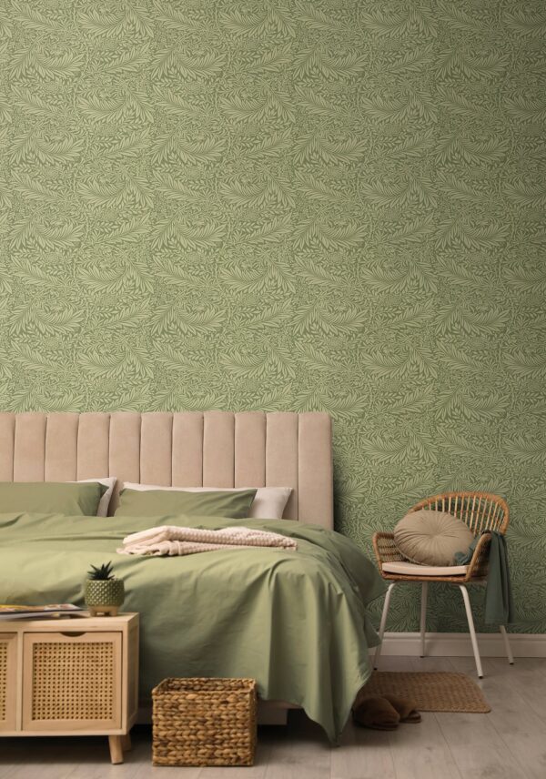 Hoopla Walls Elegance Leaf Vine Olivine Wallpaper - Image 2