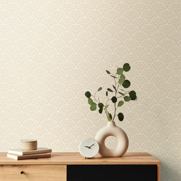 Hoopla Walls Elegance Ditsy Deco Fan Linen Wallpaper - Image 3