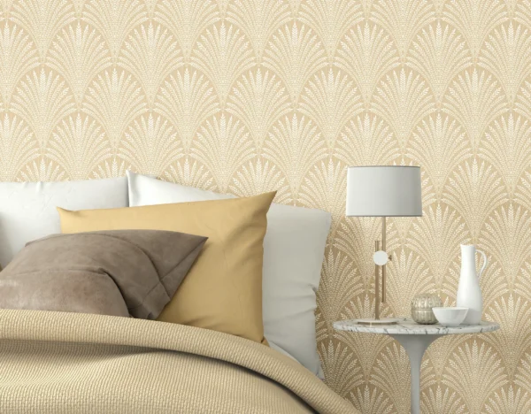 Hoopla Walls Elegance Leaf Fan Gold Wallpaper - Image 2