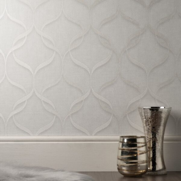 Vymura Milano Trellis Wave Off White Wallpaper - Image 3