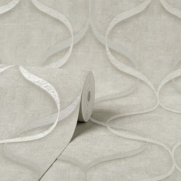Vymura Milano Trellis Wave Stone Wallpaper - Image 2