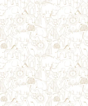 Hoopla Peekaboo Kids Animal Doodle Parchment Wallpaper