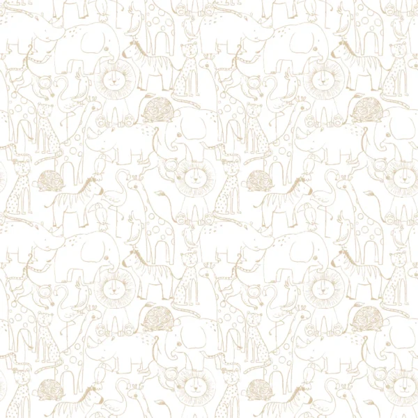 Hoopla Peekaboo Kids Animal Doodle Parchment Wallpaper
