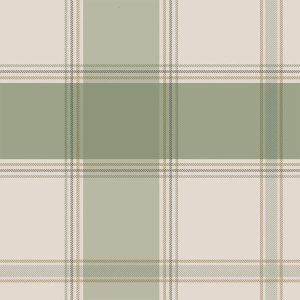 Belgravia Décor Bramble Check Green Metallic Wallpaper | Classic Check Design - Image 2