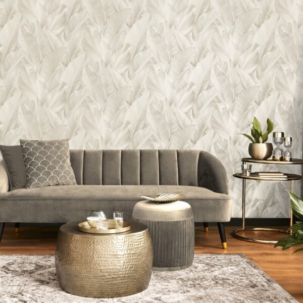 Vymura Gianni Palm Leaf Stone Metallic Wallpaper - Image 5