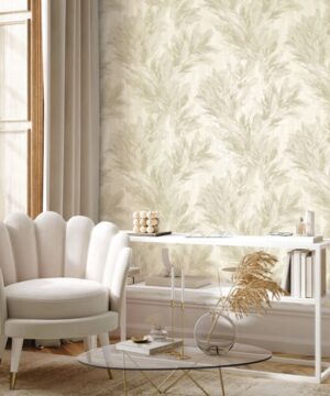 Vymura Gianni Feather Cream Metallic Wallpaper