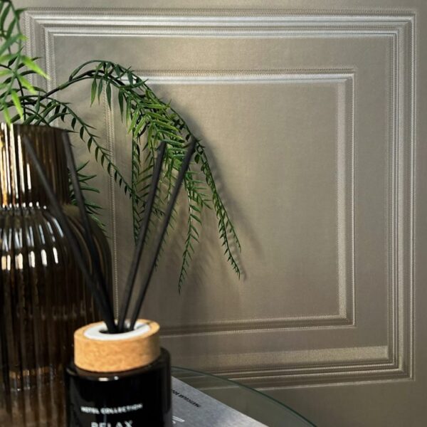 Belgravia Décor Amara Wood Panel Champagne Wallpaper | Luxury Heavyweight Vinyl - Image 4