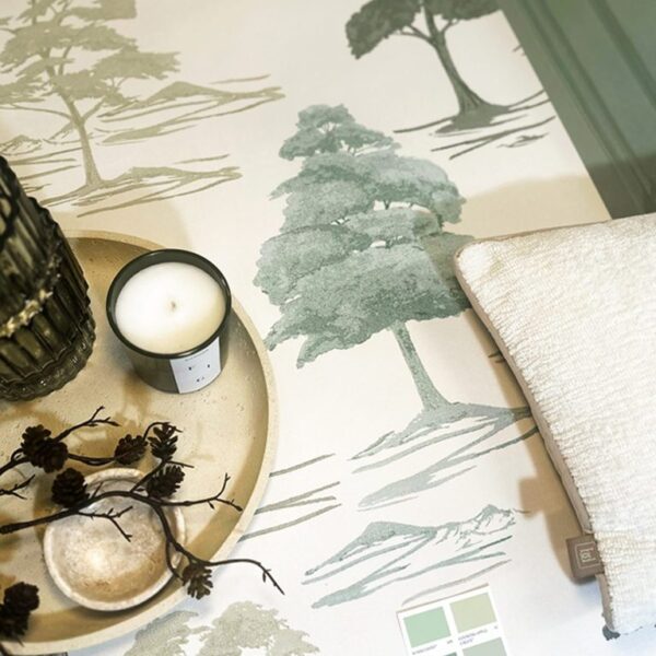 Belgravia Décor Carlotta Tree Sage/Cream Wallpaper | Luxury Heavyweight Vinyl