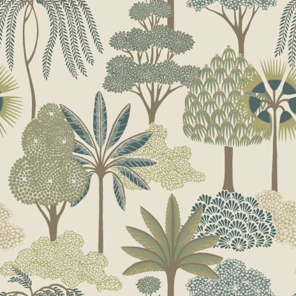 Belgravia Décor Akiko Floral Green Tree Print Wallpaper | Exotic Botanical Design - Image 2