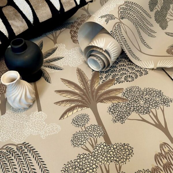 Belgravia Décor Akiko Floral Beige Tree Print Wallpaper | Exotic Botanical Design - Image 3