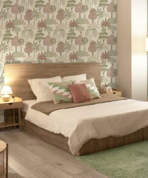 Belgravia Décor Akiko Floral Pink Tree Print Wallpaper | Exotic Botanical Design
