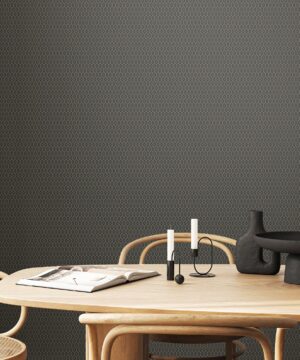 Hoopla Tiny Ogee Charcoal Wallpaper | Bold Geometric Design