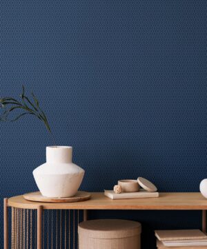 Hoopla Tiny Ogee Indigo Wallpaper | Elegant Geometric Design