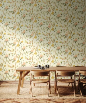 Hoopla Bird Song Autumn Wallpaper | Botanical Chinoiserie Design