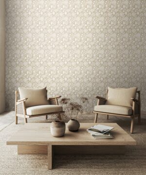 Hoopla Evelyn Trail Bone Wallpaper | Elegant Floral Design