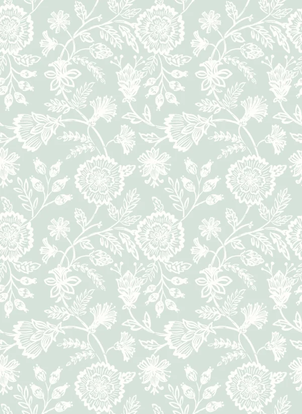Hoopla Evelyn Trail Soft Petrol Wallpaper | Elegant Floral Design - Image 2