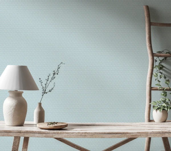 Hoopla Ditsy Diamond Denim Mix Wallpaper | Geometric Floral Design