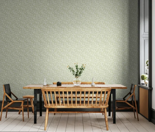 Hoopla Zebra Leaf Olive Wallpaper | Contemporary Botanical Design