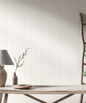 Hoopla Scallop Stripe Stone Wallpaper | Classic Neutral Stripe Design