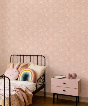 Hoopla Dash Trail Rose Blush Wallpaper | Modern Floral Design