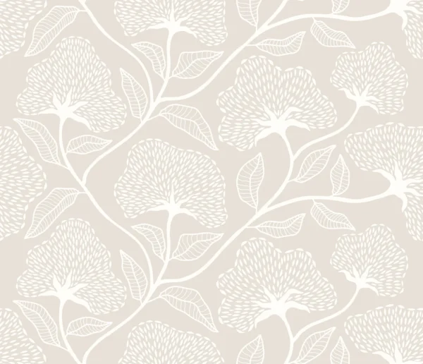 Hoopla Dash Trail Soft Fossil Wallpaper | Modern Neutral Floral Design - Image 2