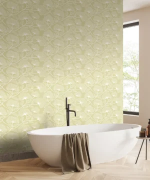 Hoopla Dash Trail Pear Wallpaper | Modern Green Floral Design