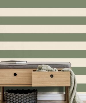 Fine Decor Distinctive Stripe Green Wallpaper | Classic Stripe Design