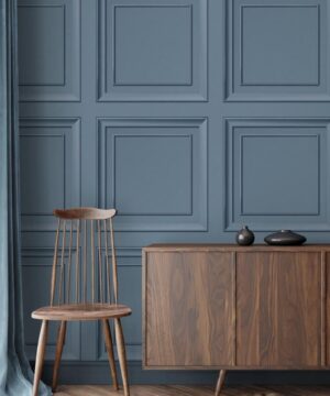 Fine Decor Distinctive Square Panel Blue Wallpaper | Classic Panel Design