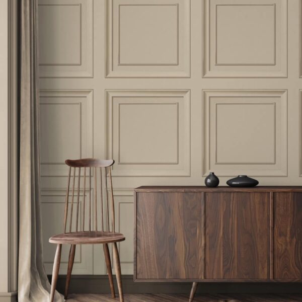 Fine Decor Distinctive Square Panel Natural Wallpaper | Classic Panel Design - Image 4
