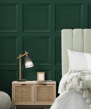 Fine Decor Distinctive Square Panel Emerald Wallpaper | Classic Panel Design