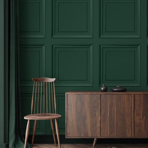 Fine Decor Distinctive Square Panel Emerald Wallpaper | Classic Panel Design - Image 3