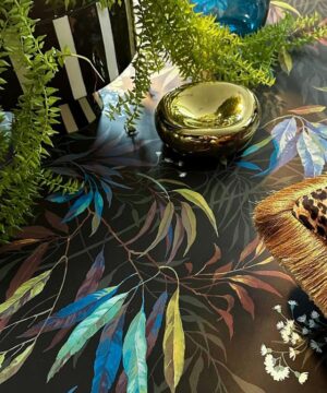 Belgravia Décor Kanata Wallpaper | Cobalt Blue and Black Botanical Design