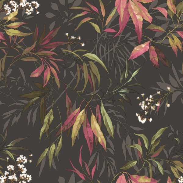 Belgravia Decor Kanata Charcoal Pink Wallpaper | Elegant Botanical Design for Modern Interiors - Image 2