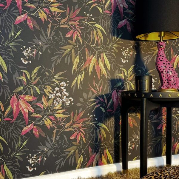 Belgravia Decor Kanata Charcoal Pink Wallpaper | Elegant Botanical Design for Modern Interiors - Image 4